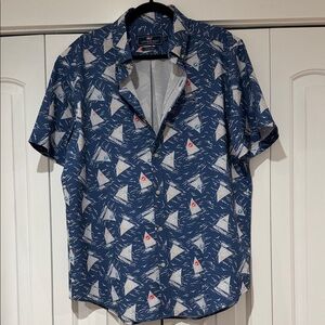 Vineyard vines whale and sailboat shirt Nautical Blue Men's large